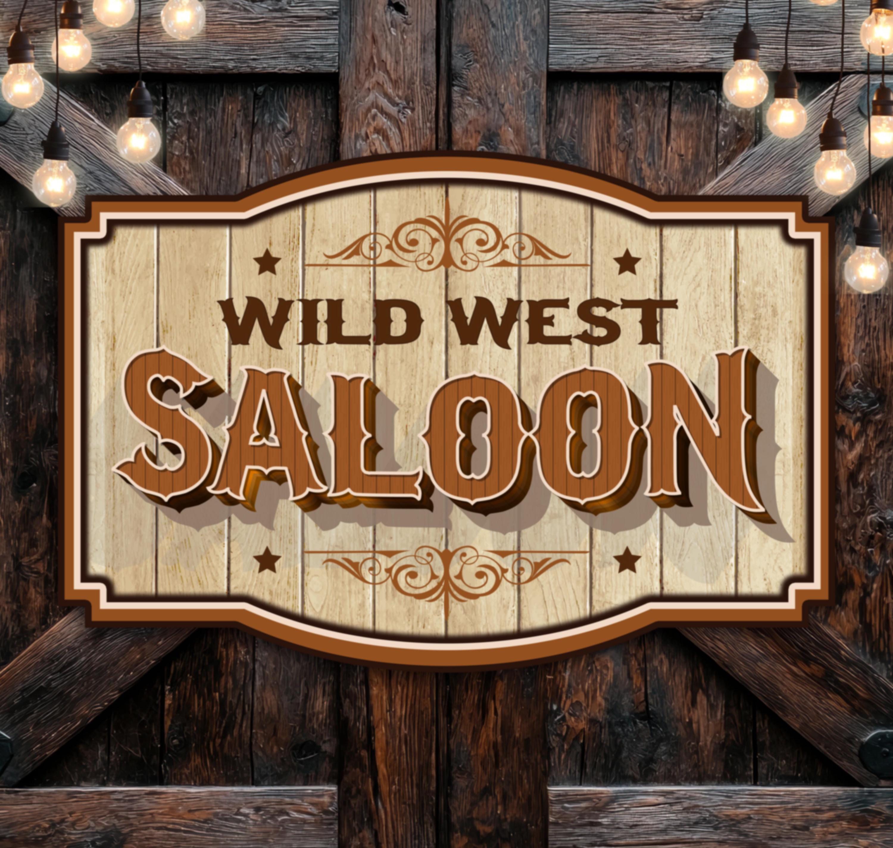 Printable Saloon Sign Perfect for Western Party Entrance, Cowboy Party Printable Banner, Wild West Prop, Country Rodeo Cutout Rustic Style