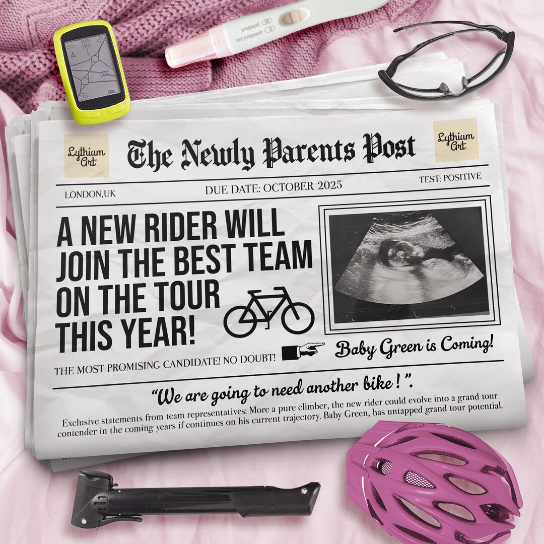 Bicycle Baby Girl Announcement for Social Media, Digital Pregnancy
