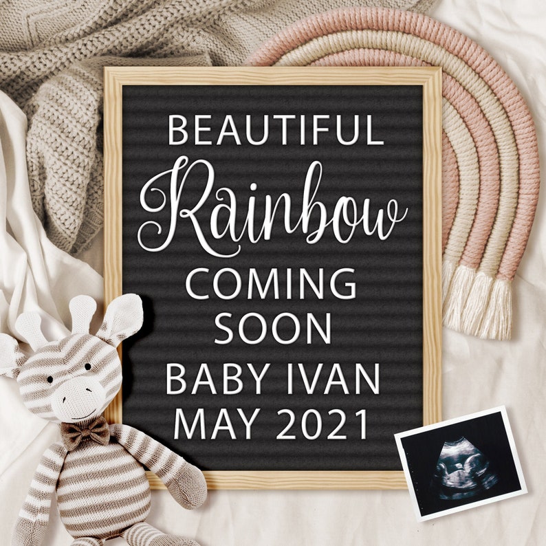 Rainbow Baby Pregnancy Announcement for Social Media Gender Etsy