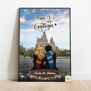 Wizard Best Friends Print, Personalized Friendship Print, Digital Print, 2 Best Friends Illustration, Custom Best Friend Portrait