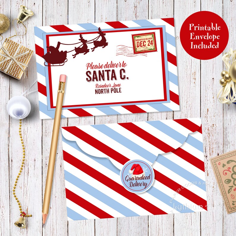 LETTER TO SANTA Kit, Santa Letter Kit with Envelope Template, Letter to Santa, Instant Download, Printable Letter to Santa, Christmas Letter image 3