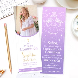 First Communion Bookmark Favors, Printable Floral First Communion ...