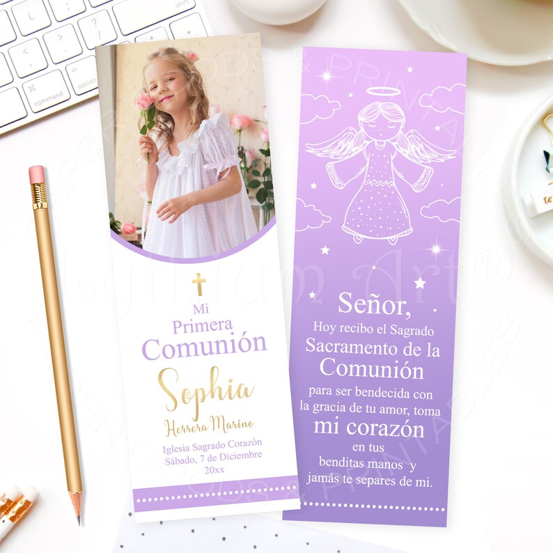 First Communion Bookmark Favors Printable Floral First - Etsy