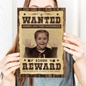 Wanted Poster Personalized, Digital Print, Custom Wanted Poster for 1 or 2 people, Cowboy Party Decorations image 3