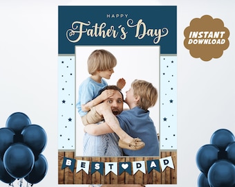 Fathers Day Photo Booth Frame, Happy Fathers Day Photo Prop Frame, Printable Social Media Selfie Photo Frame, Instant Download