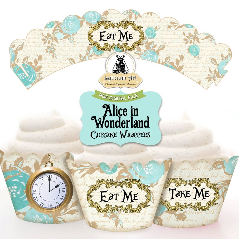 ALICE IN WONDERLAND Cupcake Wrappers Printable Cupcake Wrappers Alice in Wonderland Party Instant Download Alice Decorations