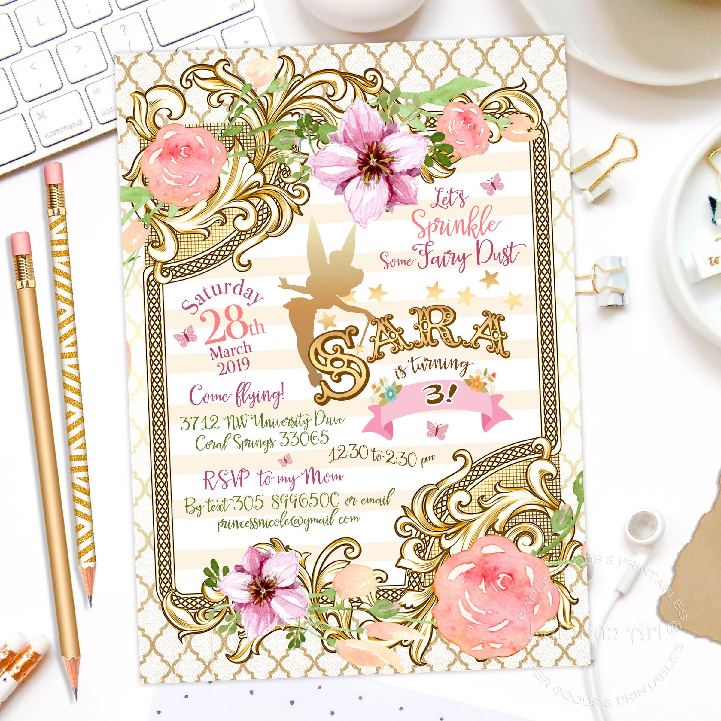 Fairy Invitation Fairy Birthday Invitation Printable Fairy Etsy