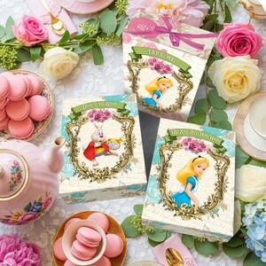 Coffrets cadeaux Alice au pays des merveilles, lot imprimable DIY pour les cadeaux du goûter