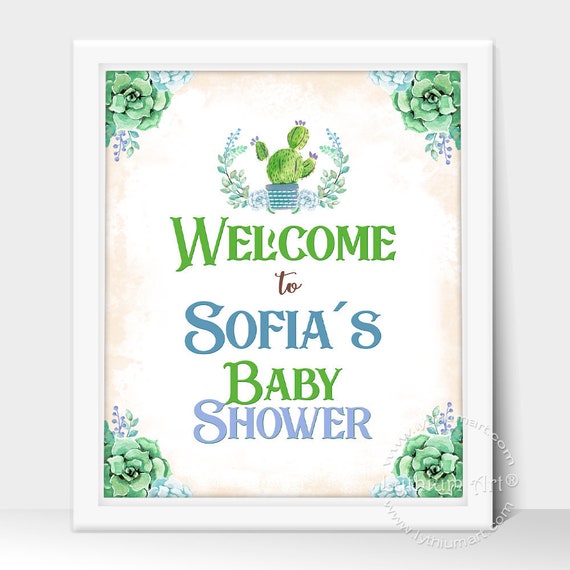 Personalized Welcome Sign, Reception Table Sign, Cactus Welcome Sign, Cactus Baby Shower Decoration, Welcome Sign Printable, Succulent, Boho Il_570xn
