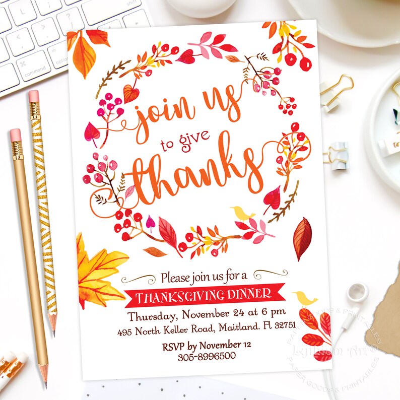 THANKSGIVING Invitation Thanksgiving Party Invitation Etsy España