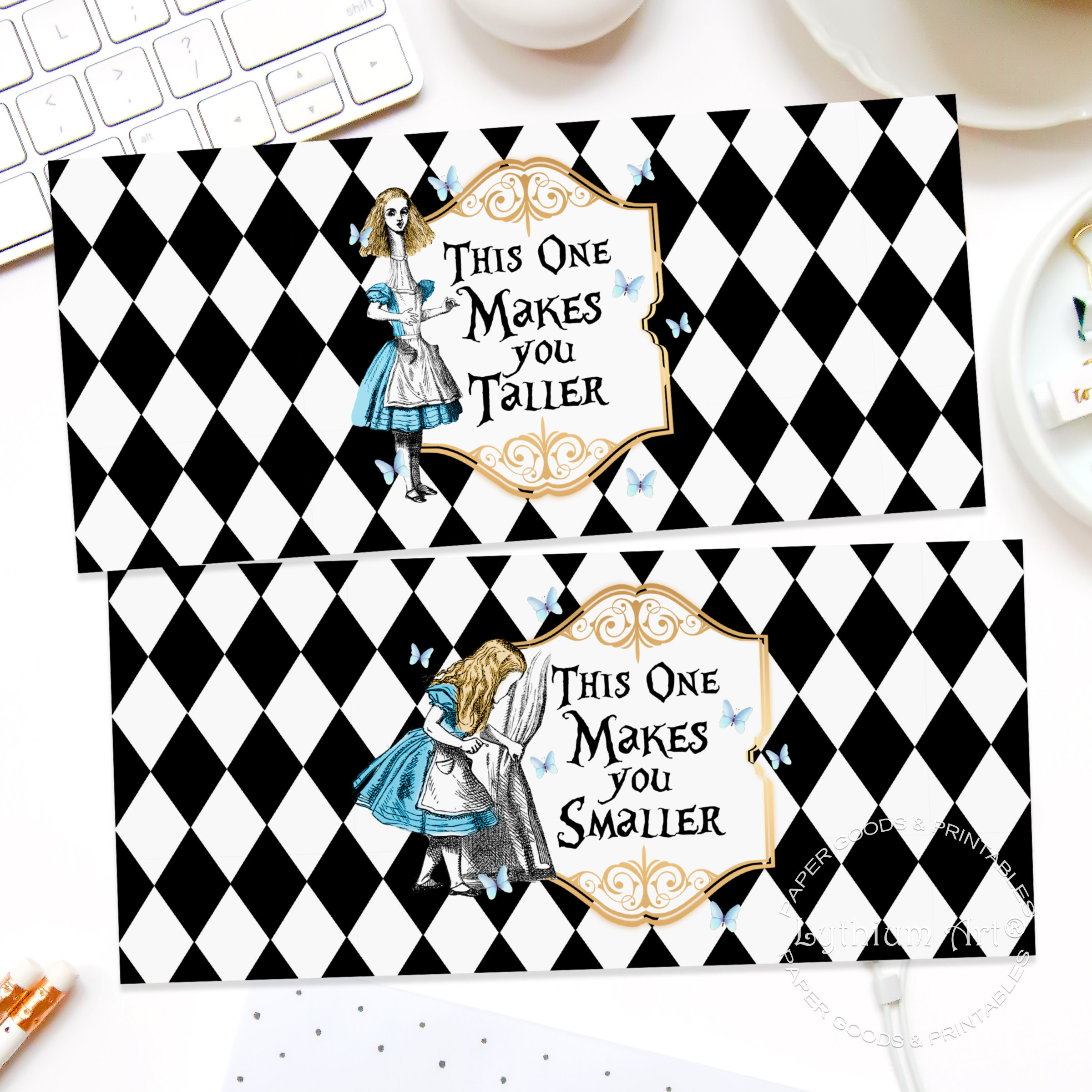 Alice in Wonderland Labels, Makes You Taller Label, Makes You Smaller ...