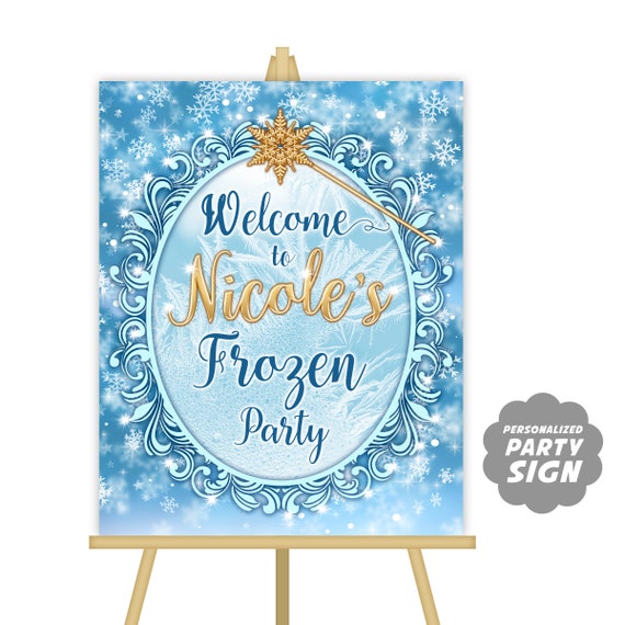 Frozen Welcome Sign, Personalized Birthday Sign, Any Text or Age, Printable File, Winter Party Decoration Il_570xn