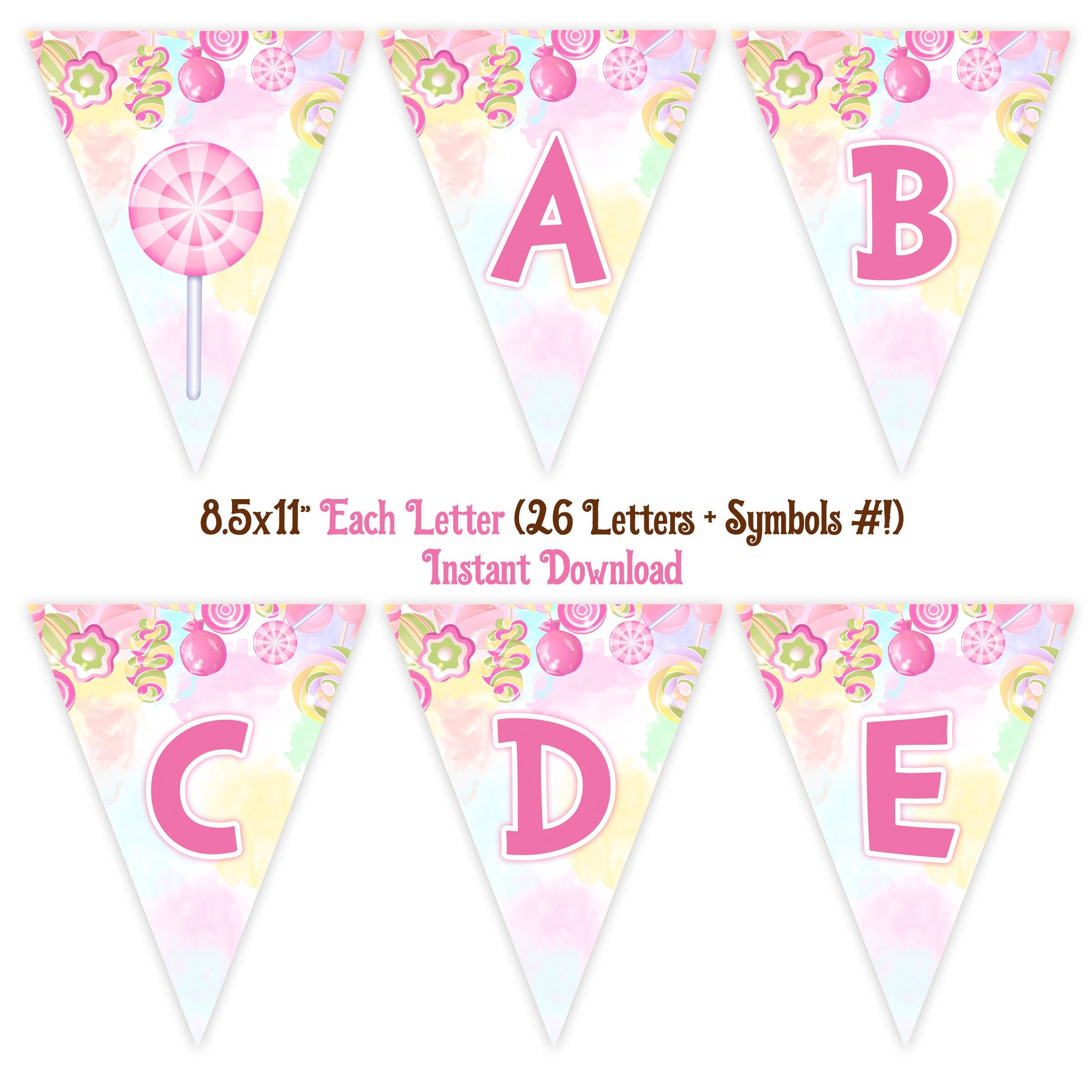 Candyland Banner INSTANT DOWNLOAD 8.5x11 Each Letter Etsy