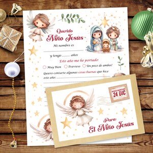 Carta al Niño Jesús con Sobre Imprimible en Español, Carta Navideña Personalizable, Actividad de Navidad para Niños, Descarga Digital