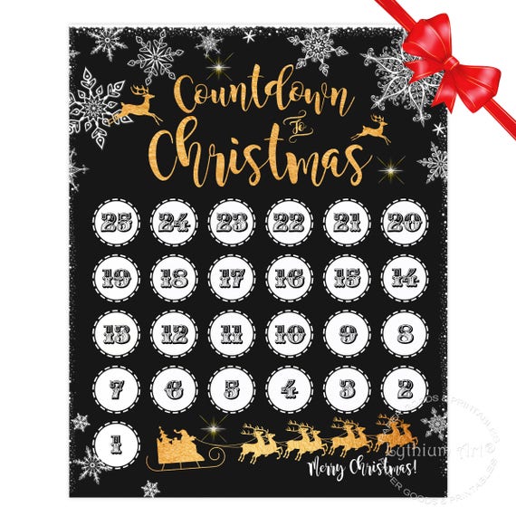 COUNTDOWN to CHRISTMAS Sign Christmas Countdown Poster Etsy