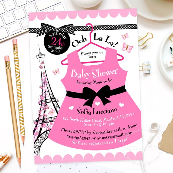 Paris Baby Shower Invitation, Eiffel Tower Invitation, Paris Shower Invitation, Printable Invitation, Girl Baby Shower, Baby Shower Invite Il_570xn