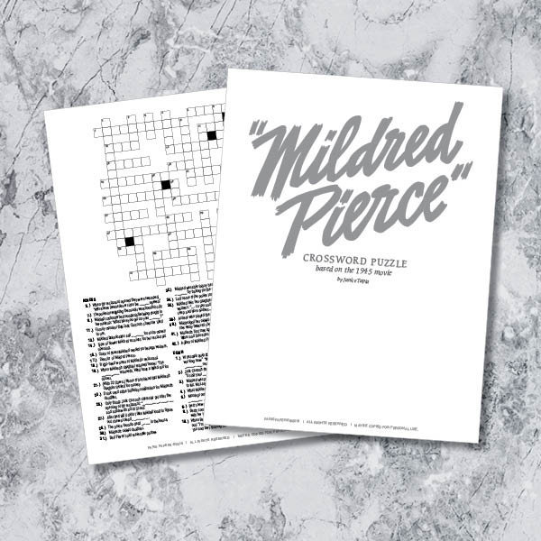 Mildred Pierce Digital Download Film Noir Crossword Puzzle From the