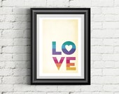 LOVE Giclee Art Print, Love Poster, Modern Retro Love Print