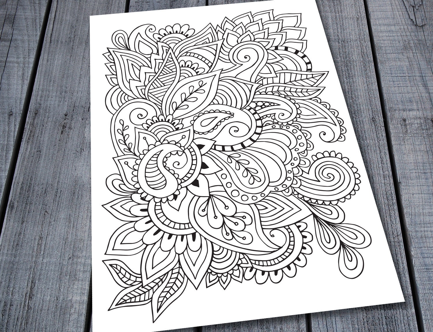 Paisley Doodle Adult Colouring Page Printable Pattern Etsy