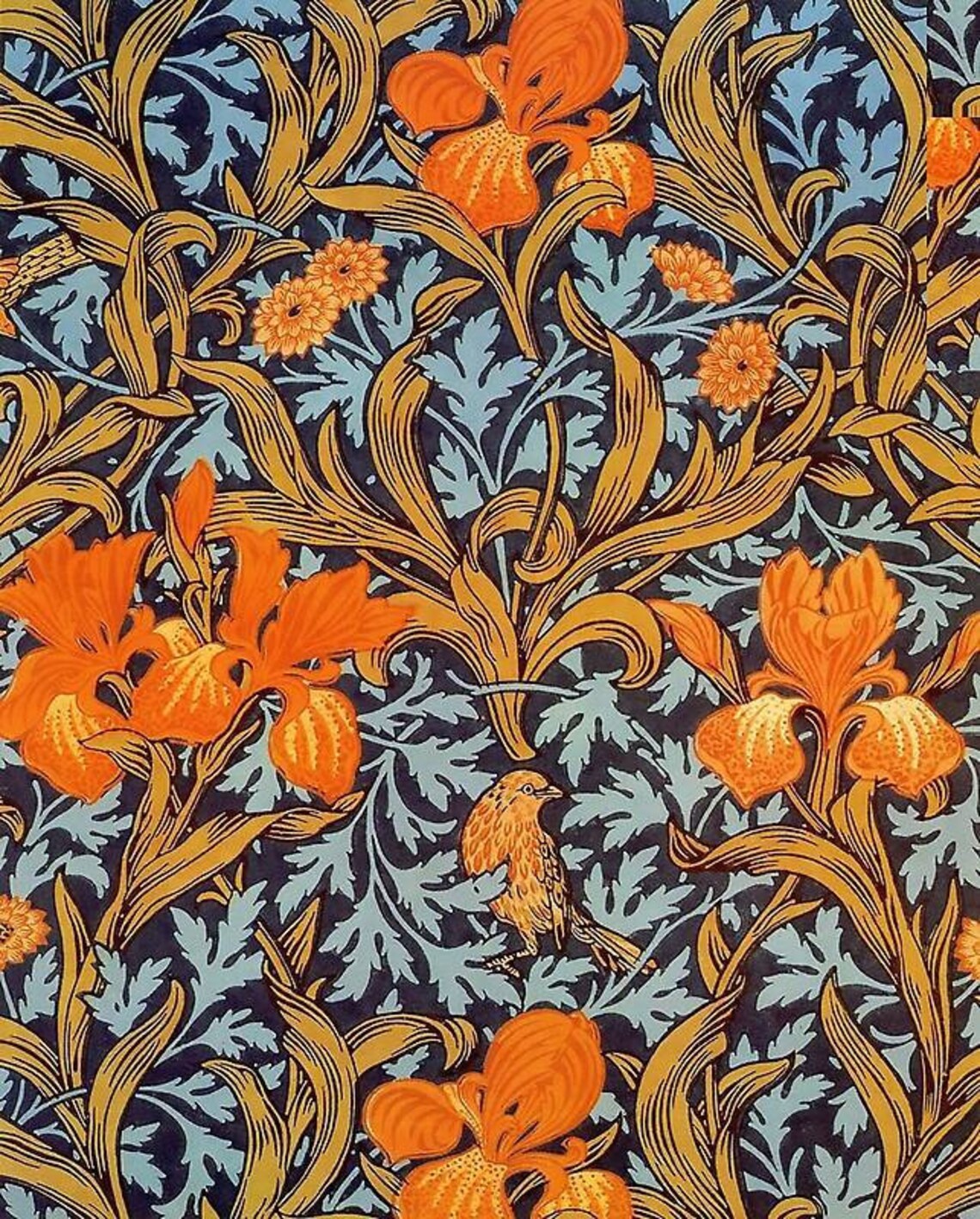 William Morris orange flowers Dollhouse Carpet 12th scale 6th | Etsy