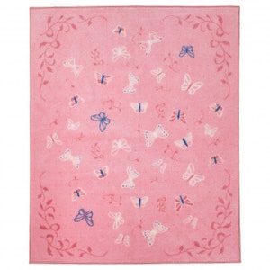 Pink carpet with butterflies for dolls carpet for the doll house Carpet 12th 6th scale Dollhouse Mini rug miniature scale Doll Furniture