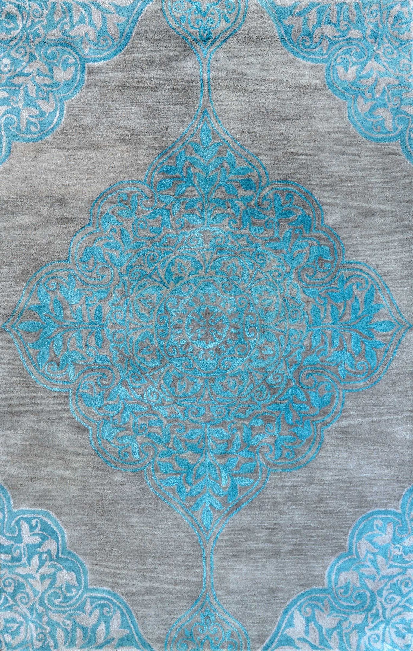 Turquoise with gray doll carpet modern style Dollhouse Carpet Etsy