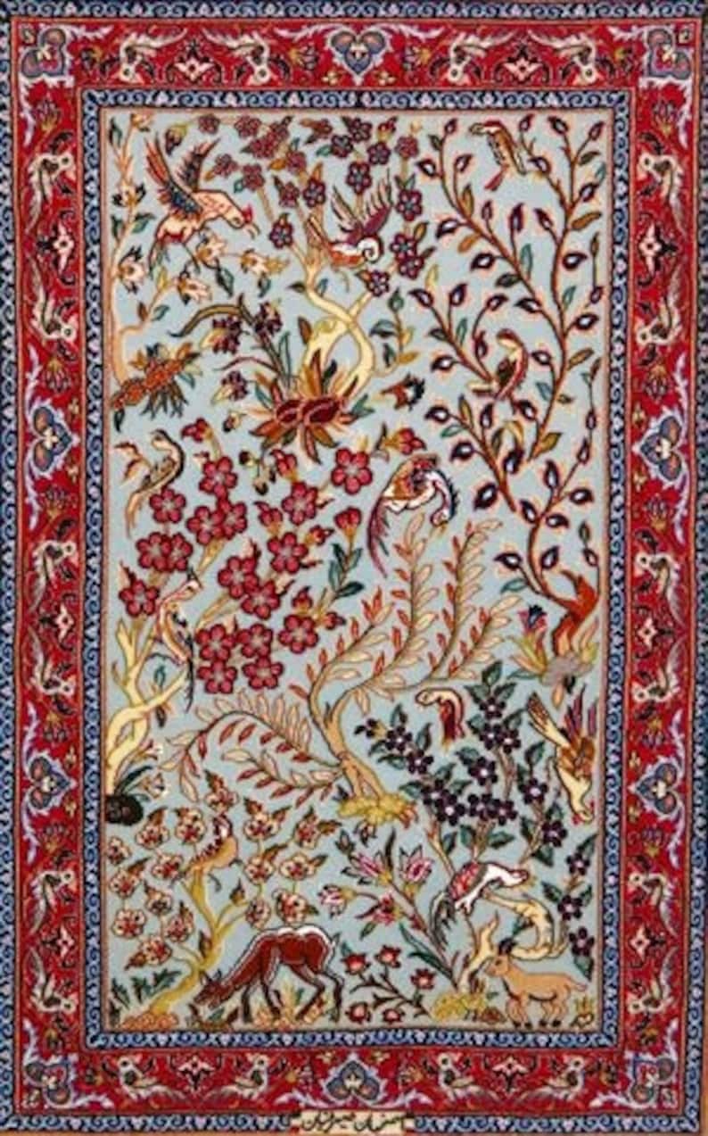 Oriental rug with animals and birds Dollhouse Carpet 12th Etsy