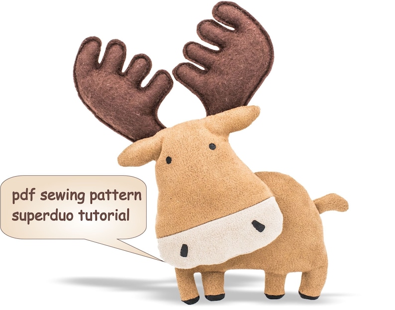 Moose Pattern template Download stuffed plushes DIY Home Etsy