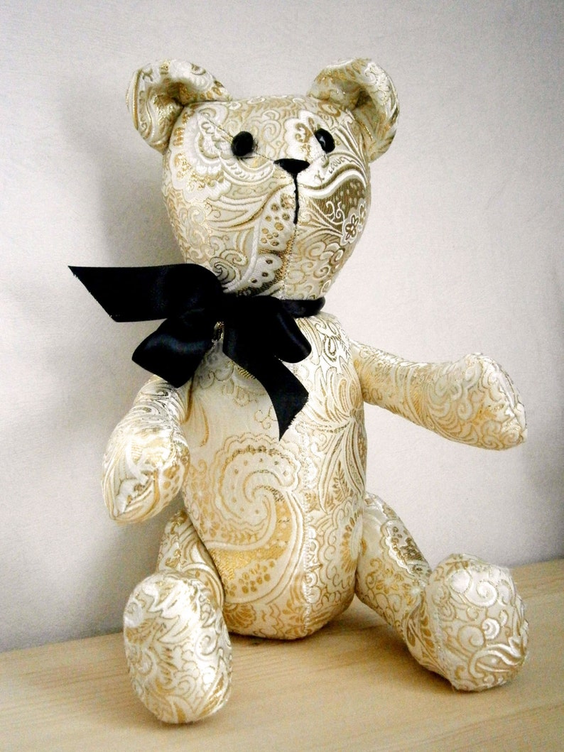 Gold teddy bear Personalised teddy bear Birthday teddy bear Soft teddy bear Nursery teddy bear Teddy art decor Dreamy gold bear Fabric bears