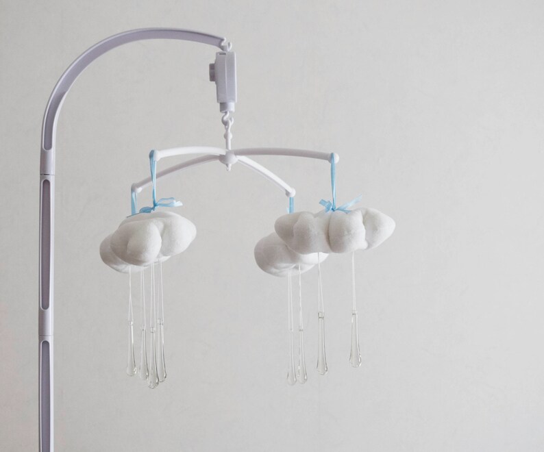 Cloud Baby Mobile Crib Arm White Hanger Crystal Holder Stilish Nursery Decor First Birthday Gift