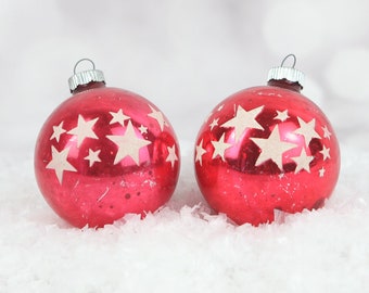 vintage shiny brite mercury glass red christmas ornaments stencil stars 1950s christmas decorations - Vintage Christmas Decorations 1950s vintage shiny brite mercury glass red christmas ornaments stencil stars 1950s christmas decorations - Vintage Christmas Decorations 1950s