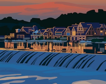 Boathouse Row at Sunset - 11x14" Print - Unframed