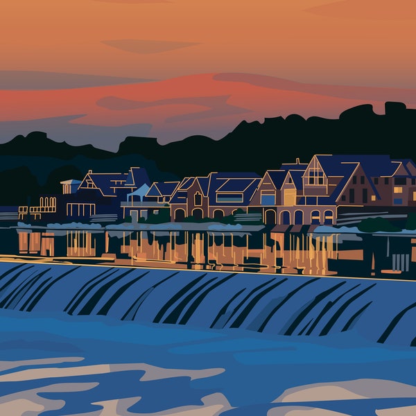 Boathouse Row at Sunset - 11x14" Print - Unframed