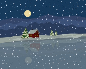 Snowy Night - 11x14" Print - Unframed