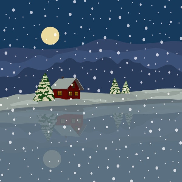 Snowy Night - 11x14" Print - Unframed