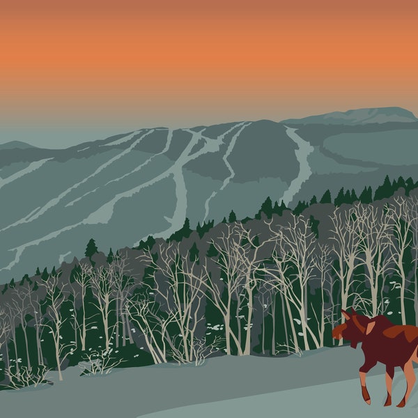 Moose on the Mountain: Mt. Mansfield - 11x14" Print - Unframed