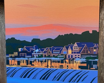 Boathouse Row at Sunset: Gallery Wrapped Canvas