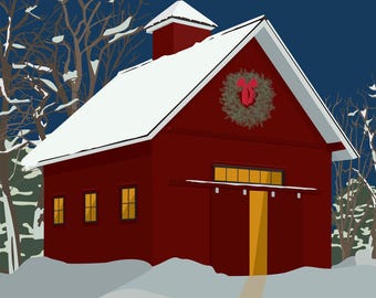 Holiday Barn - 11x14" Print - Unframed