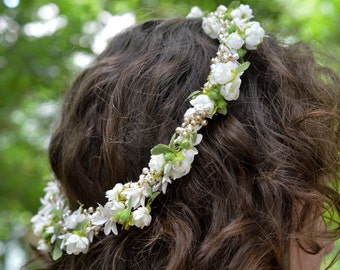 Bridal Headpiece, Mixed Blossom Wreath