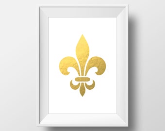 Fleur De Lis Gold Foil Printable Art, Fleur De Lis Print, Fleur De Lis Art, Fleur De Lis Wall Art, French Wall Art, French Decor