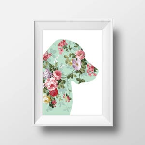 Labrador Floral Print, Labrador Print, Labrador art, Dog decor, Dog lover gift, Labrador Wall Art, Vintage Floral, Victorian, Floral Lab