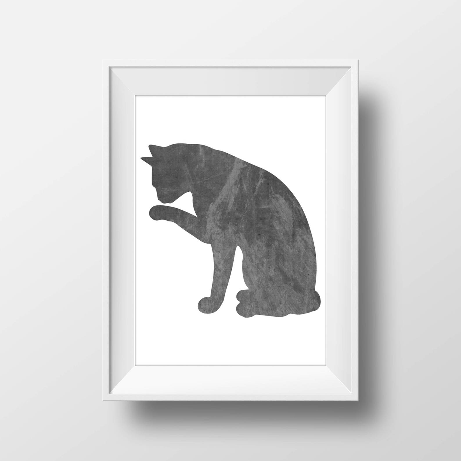 Chalkboard Cat Print version 2 Cat Print Cat Art Cat Etsy