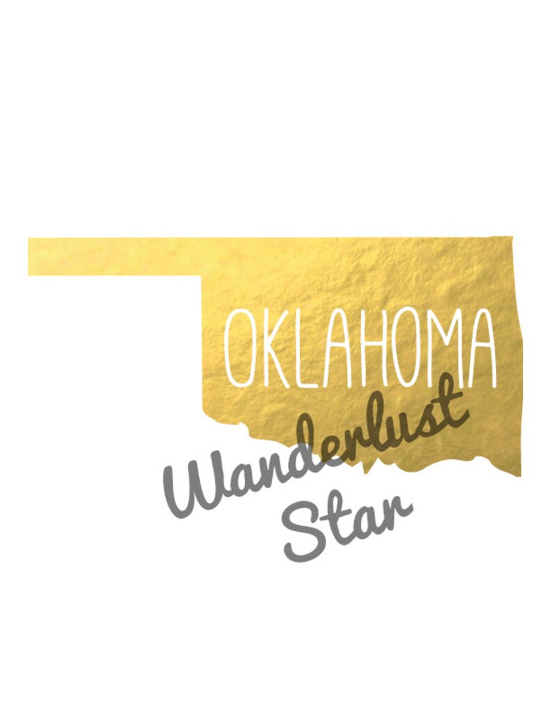 Oklahoma State Gold Foil Printable Art Oklahoma Print - Etsy