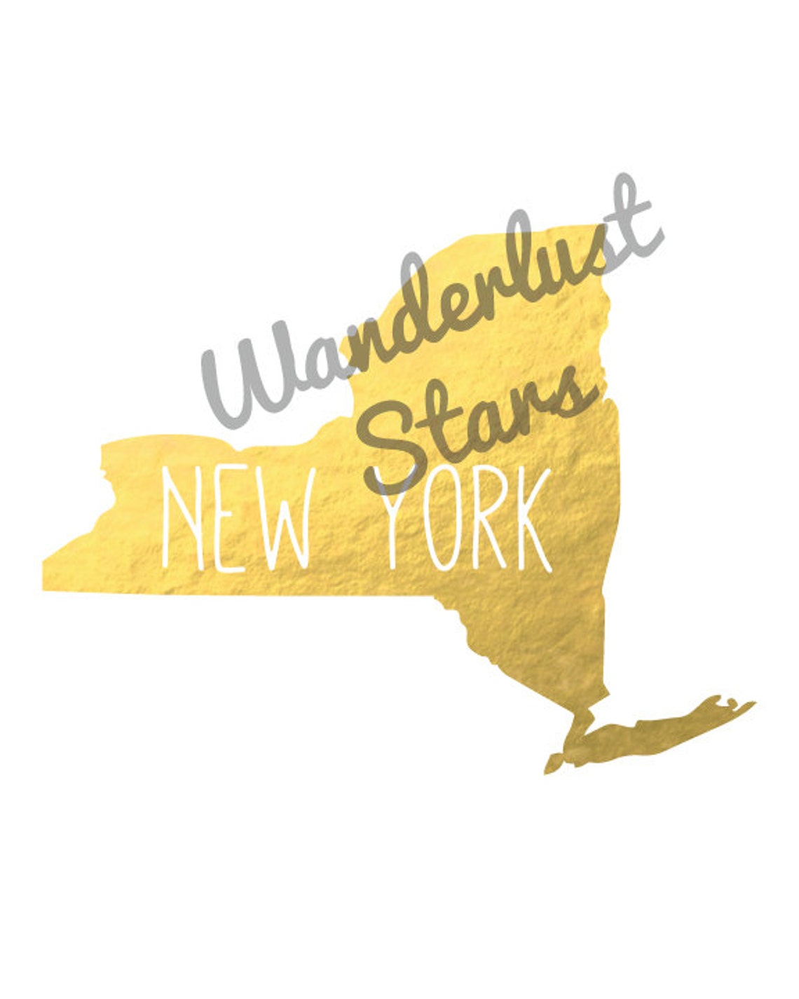 New York State Gold Foil Printable Art New York Print New - Etsy
