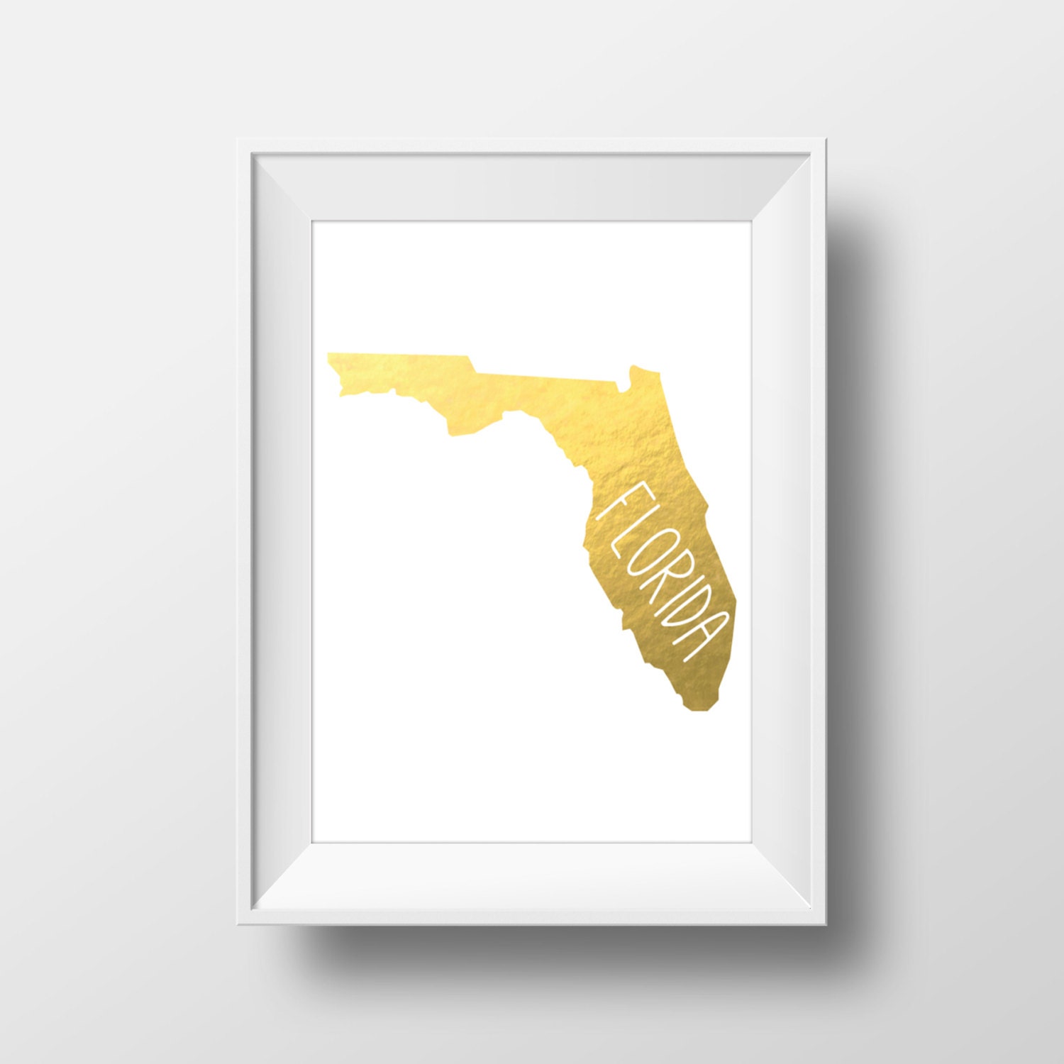 Florida love gold foil print state art Florida print state printhome state custom statestate of the heart FLhome print