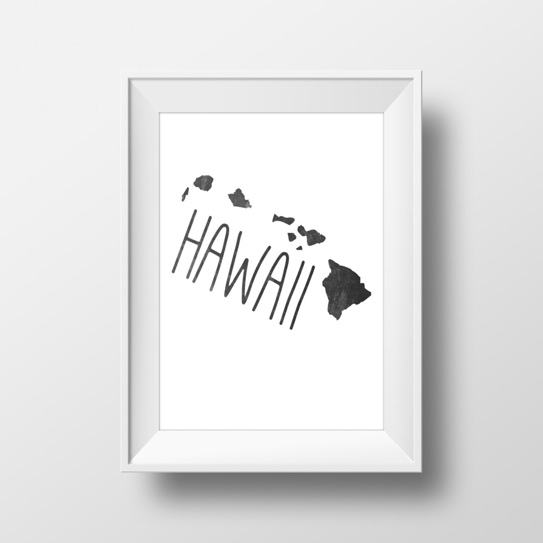 Hawaii State Black Chalkboard Printable Art Hawaii Print Etsy