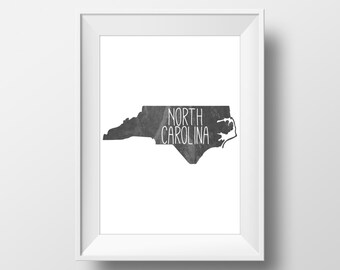 North Carolina State Black Chalkboard Printable Art, North Carolina Print, North Carolina Art, Modern Art,