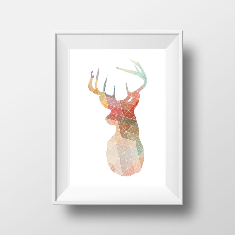 Colorful Geometric Deer Print, Deer Print, Deer Wall Art, Geometric ...