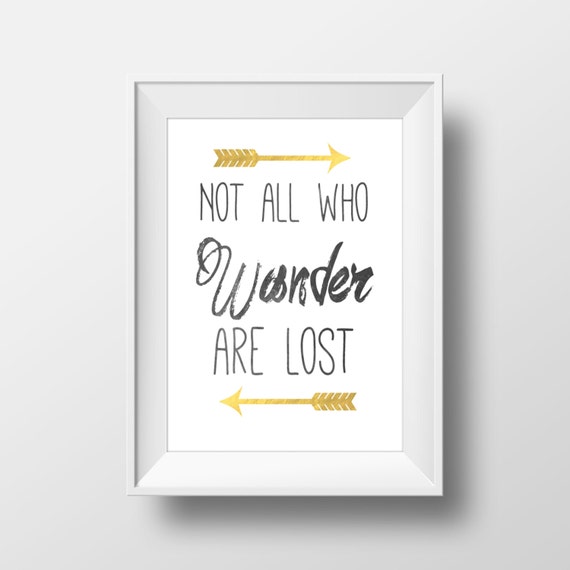 Not All Who Wander Are Lost Black Watercolor Print Arrow Art | Etsy