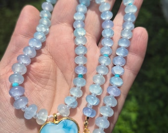 Murano heart necklace, Handmade beaded necklace
